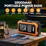 8000A Jump Starter with Air Compressor, 25000mAh Car Battery Booster Pack (All Gas/10L Diesel), Portable Jump Box Car Starter with LED Light (Orange)