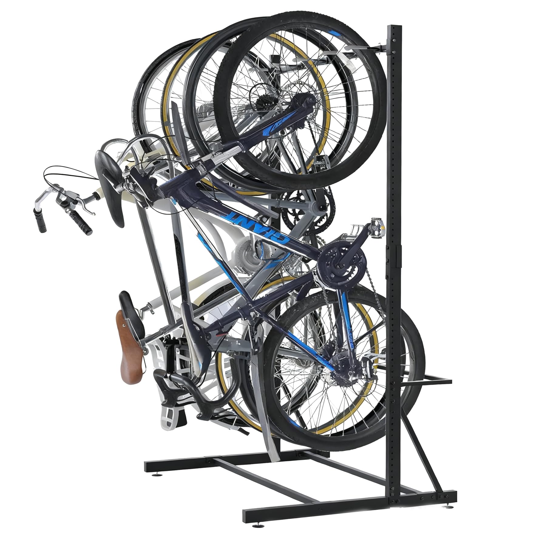 Portabici per 5 Biciclette, Capacità di Carico max 136 kg,Portabici da Terra Universale in Acciaio al Carbonio Verniciato a Polvere, Supporto Bici da Terra per Garage e Casa a Parete