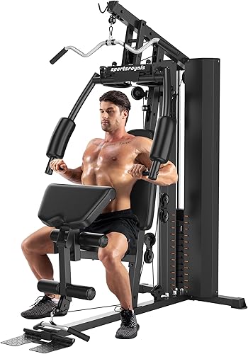 Miniatura 9 de Sportsroyals Equipo de gimnasio en casa, pila de peso de 154 libras, máquina de entrenamiento de cuerpo completo con sistema de polea para