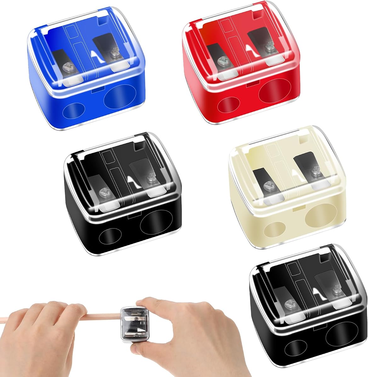 5 Pack Make Up Pencil Sharpener, Lip Liner Pencil Sharpener, Cosmetic Pencil Sharpener, Colored Cosmetic Lip Pencil Sharpener Hand Pencil Sharpener for Eyeliner Lip Liner Pencils, Multi Colors