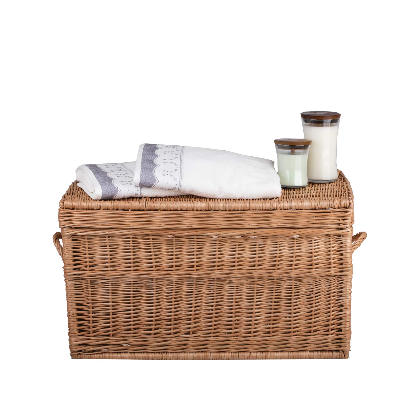 e-wicker24 Alles aus Weide Cesta de mimbre para guardar objetos y como cesta de ropa o cesta de juguetes, armario de lavandería para ropa sucia de mimbre trenzado (natural)