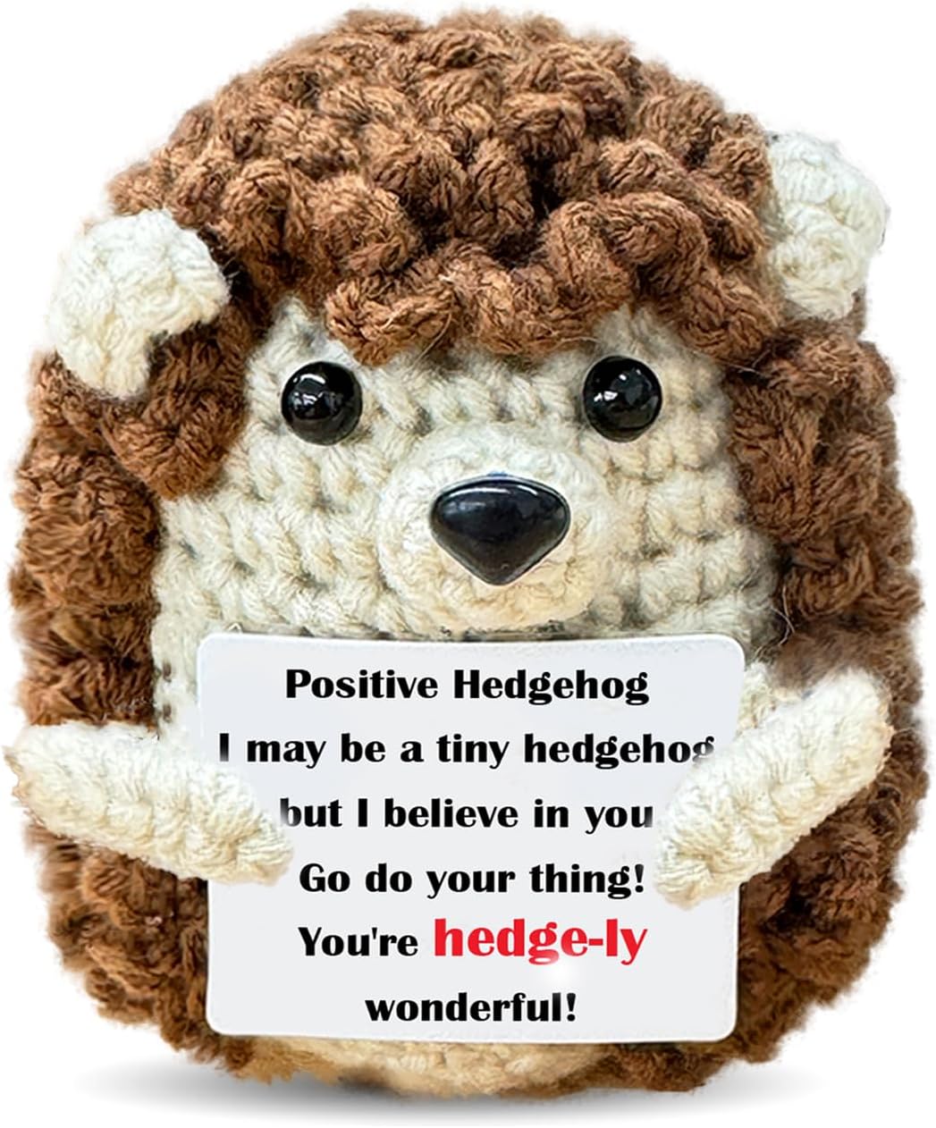 Zelaxeyi Mini Cute Hedgehog Doll Emotional Support Gift for Women,Positive Handmade Crochet Hedgehog Doll Inspirational Gift for Family and Friends,Cute Desktop Decor