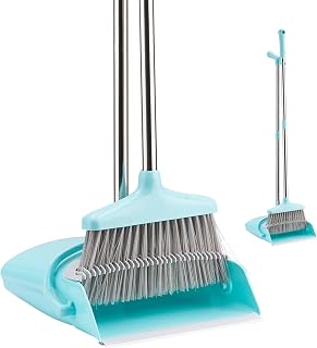 Lawazim Dustpan and Broom Set - Easy-Storage Broom Set with Durable Self-Cleaning Dustpan and Adjustable Handle for Multi-Surface Sweeping - Ideal for Home, Office, Indoor and Outdoor Use