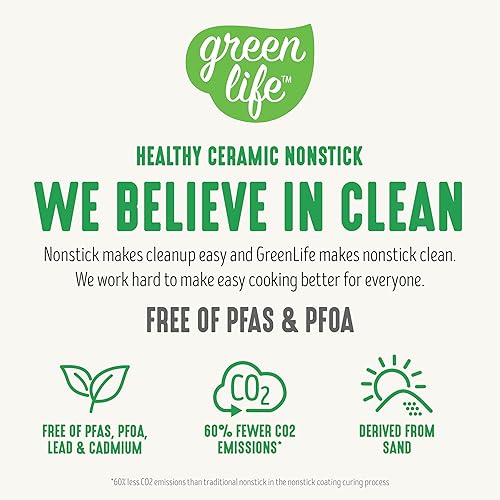 Miniatura 12 de GreenLife Juego de ollas y sartenes antiadherentes de 10 piezas, mango desmontable y juego de utensilios de cocina apilables, sartenes de cocina no