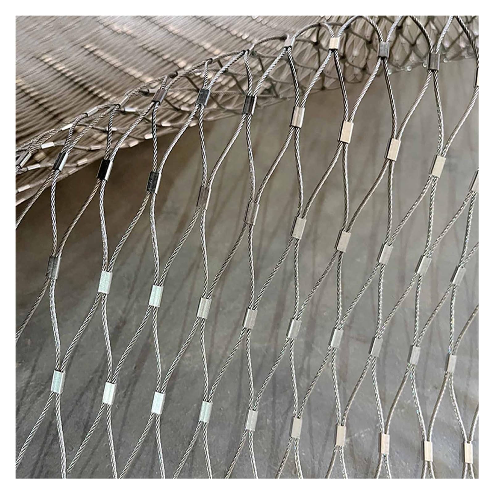 Filet de sécurité en acier inoxydable 2 x 2 m - Clôture de sécurité d'escalier - 10 cm - Protection contre le vol - Grillage métallique - Sécurité extérieure pour enfants et animaux domestiques