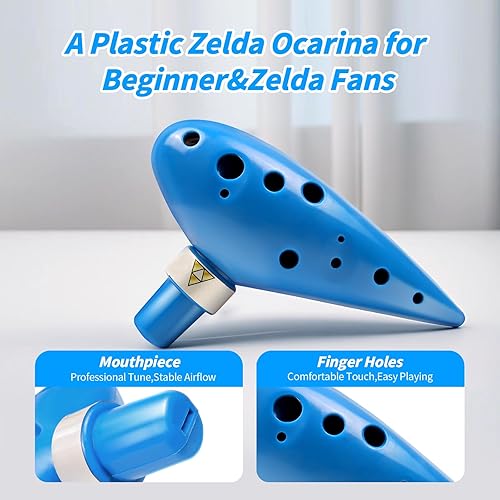 Miniatura 3 de "Ocarina of Time" de plástico de 12 agujeros Zelda Ocarina, 12 hoyos Alto C Ocarina, réplica Zelda Ocarina, plástico irrompible Ocarina de