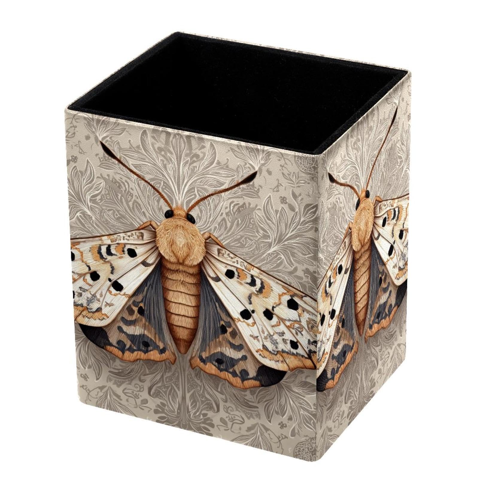 VAPOKF Pencil Holders for Desk, Moth Printed Pen Holders Pen Pot Makeup Brushes Storage Desktop Stationery Supplies Organiser for Home Office