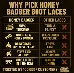 Honey Badger Boot Laces Heavy Duty w/Kevlar - Made in USA - Thick Bootlaces for Work and Hiking Boots