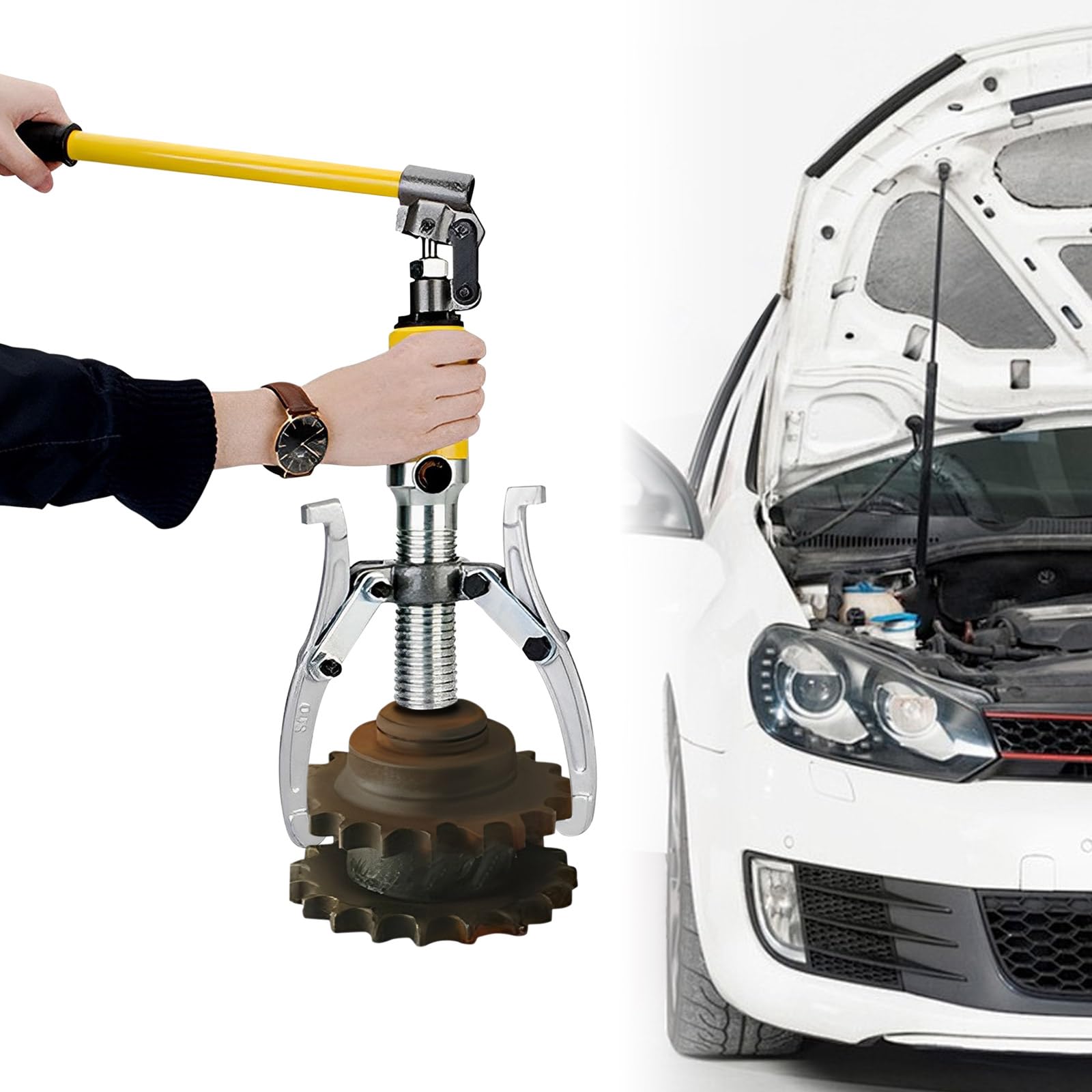 Estrattore idraulico integrato 20T, estrattore idraulico con 3 bracci, testa pompa a 360°, materiale selezionato, per la rimozione di alberi, flange, pulegge, volani, ecc