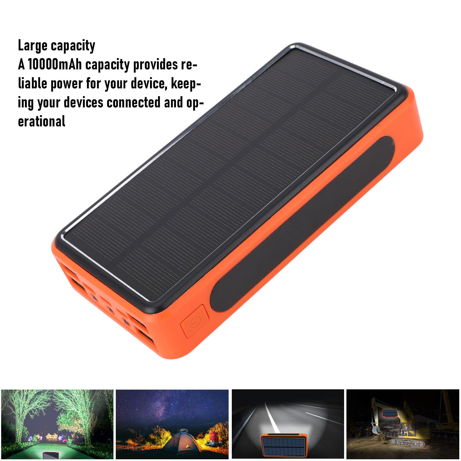 Power Bank Solare 10000mAh 20W Ricarica Rapida, Caricabatterie | Caricatore solare impermeabile IP67, doppia torcia, uscita di ingresso di tipo C, per emergenza escursionismo in campeggio