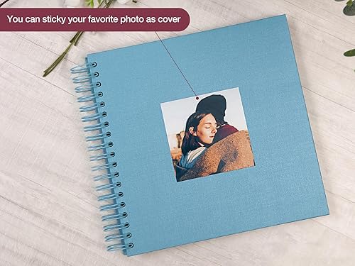 Miniatura 2 de Álbum de fotos de bricolaje con tapa dura, en blanco, para boda y aniversario, álbum de fotos familiar, álbum de recortes, Azul, 10 pulgadas