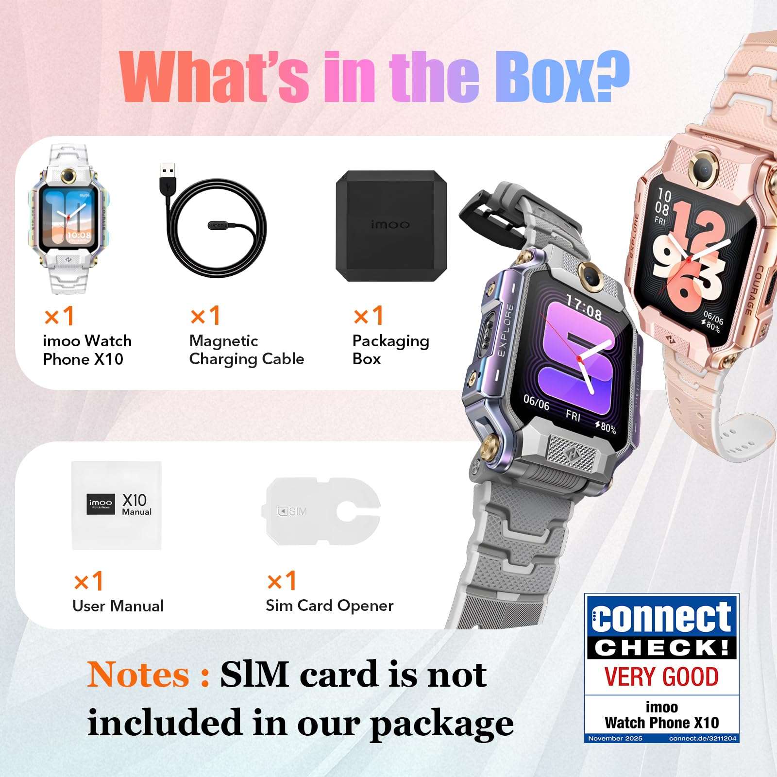 imoo X10 Smartwatch dla dzieci, 4G, dziecięcy smartwatch z GPS, Smart Watch z połączeniami wideo HD, wodoszczelność IPX9 podczas pływania, pamięć operacyjna 32 GB, lokalizacja w czasie rzeczywistym i