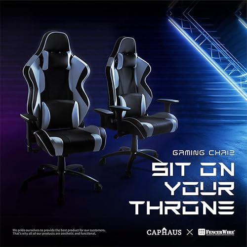 Miniatura 9 de Fencer Wire Silla ergonómica para videojuegos de lujo, silla ergonómica de cuero con respaldo alto, altura ajustable con elevación de gas comercial,