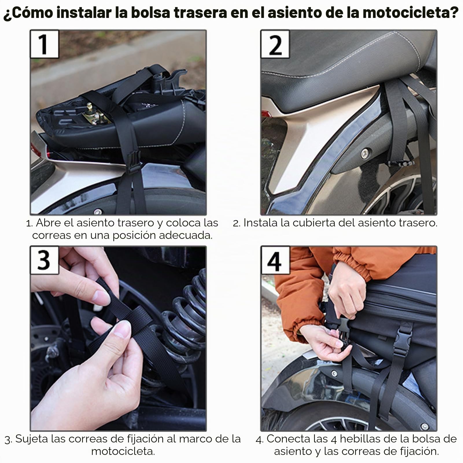 UBORSE Bolsa Asiento Moto Maleta Motocicleta Trasera Impermeable Bolsa de Casco Mochila para Moto de plástico ABS, rígida, Capacidad 20-28L, Alforja para Motocicleta Trasero Bolso Equipaje(Negro)