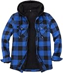 Men's Sherpa Lined Full Zip Hooded Plaid Flannel Shirt Jacket