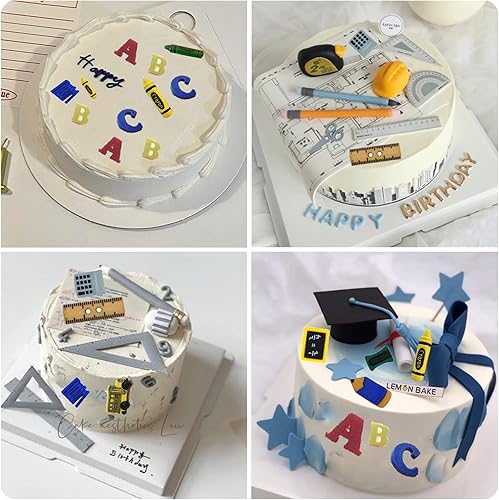 Miniatura 6 de ZiXiang Moldes de silicona para el regreso a clases, fondant, dulces, autobús escolar, libro de tijera, bolígrafo de dibujo, molde de crayón para