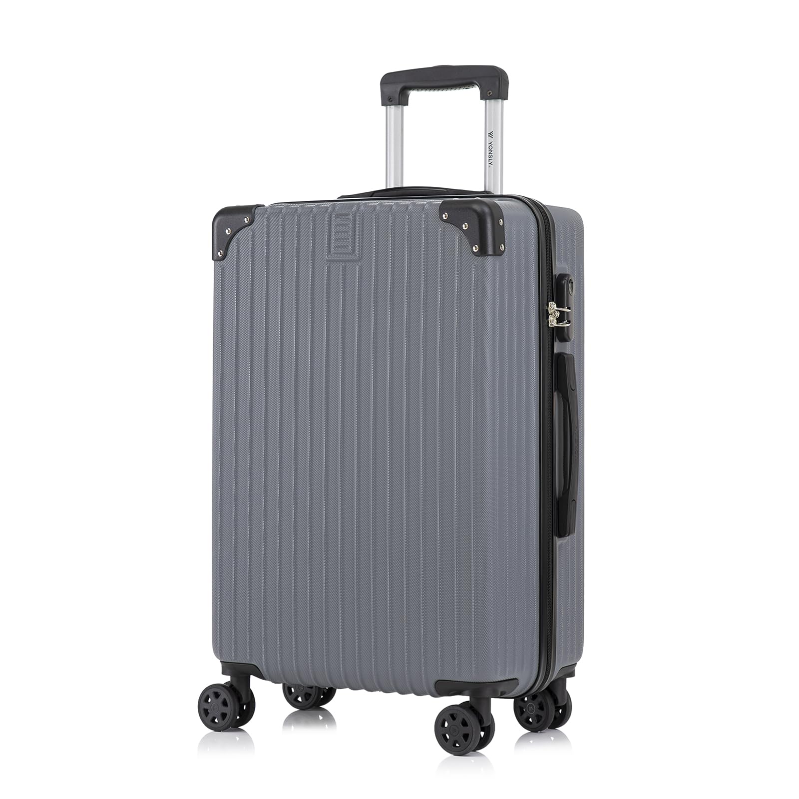 yonsly Koffer Suitcase, Trolley Reisekoffer, Rollkoffer Handgepäck mit 4 Rollen 360°, ABS Hartschalen, Sicherheitsschloss, Weicher Gummigriff, 210D-Futter