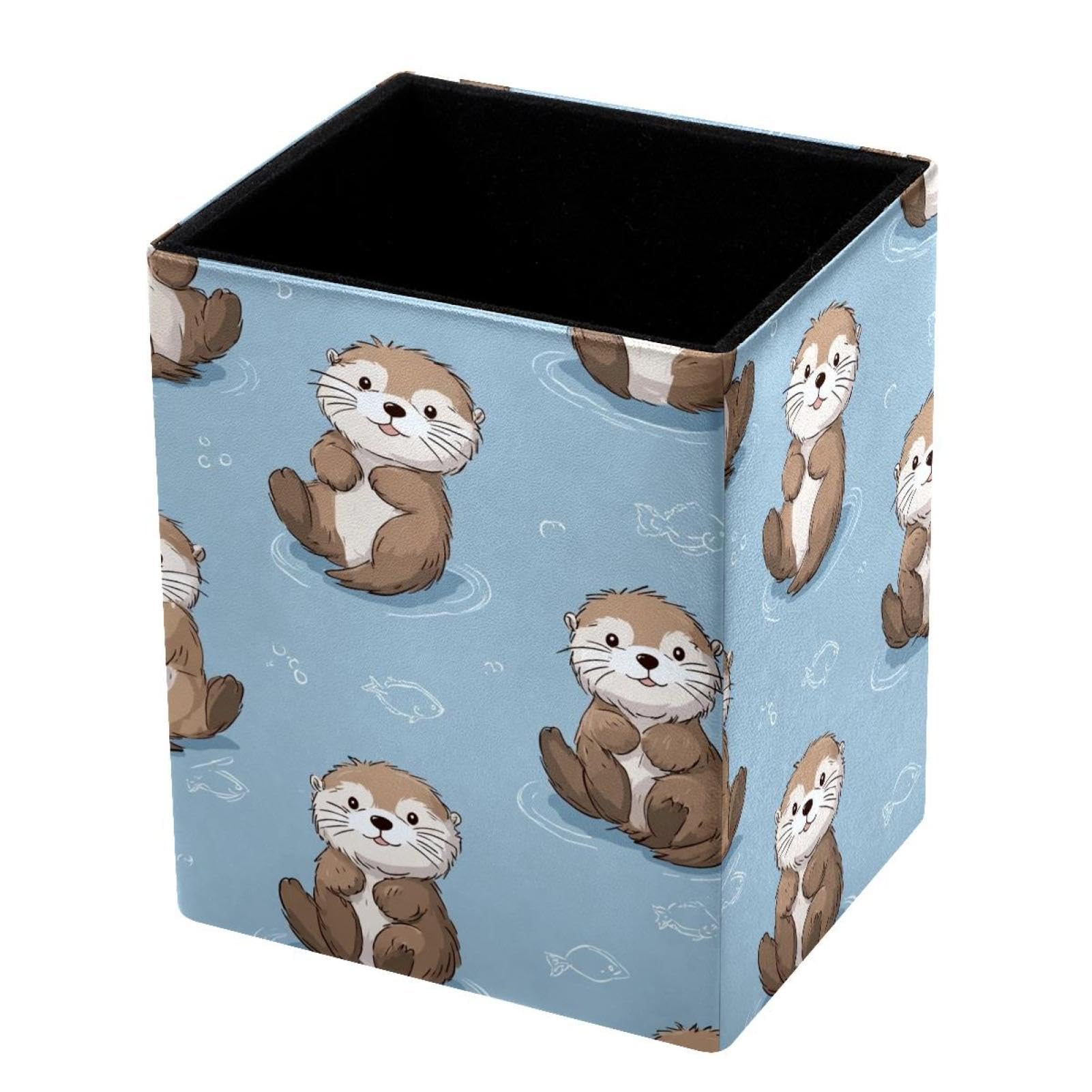 VAPOKF Pencil Holders for Desk, Cute Otters Printed Pen Holders Pen Pot Makeup Brushes Storage Desktop Stationery Supplies Organiser for Home Office