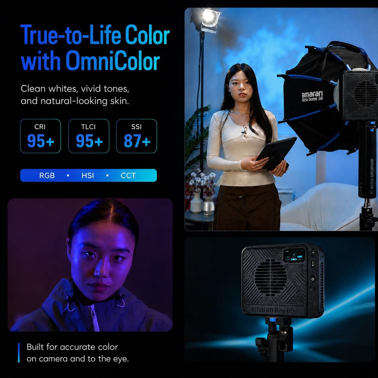 Amazon | Amaran Ray 60c RGB LEDビデオライト 60W COB ボーエンズ