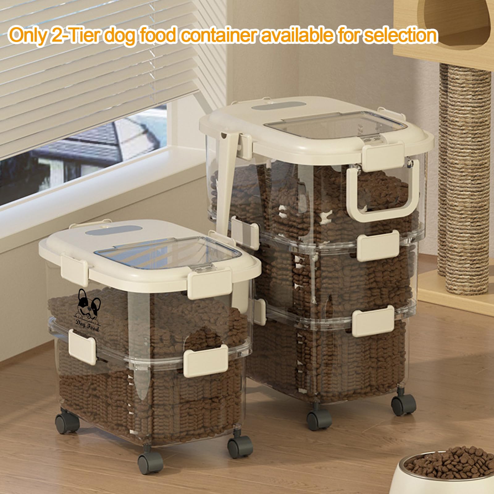 Contenedor de almacenamiento de alimentos para perros de 20 libras, contenedor hermético para alimentos para mascotas, contenedor de plástico para alimentos para perros con cuchara de comida