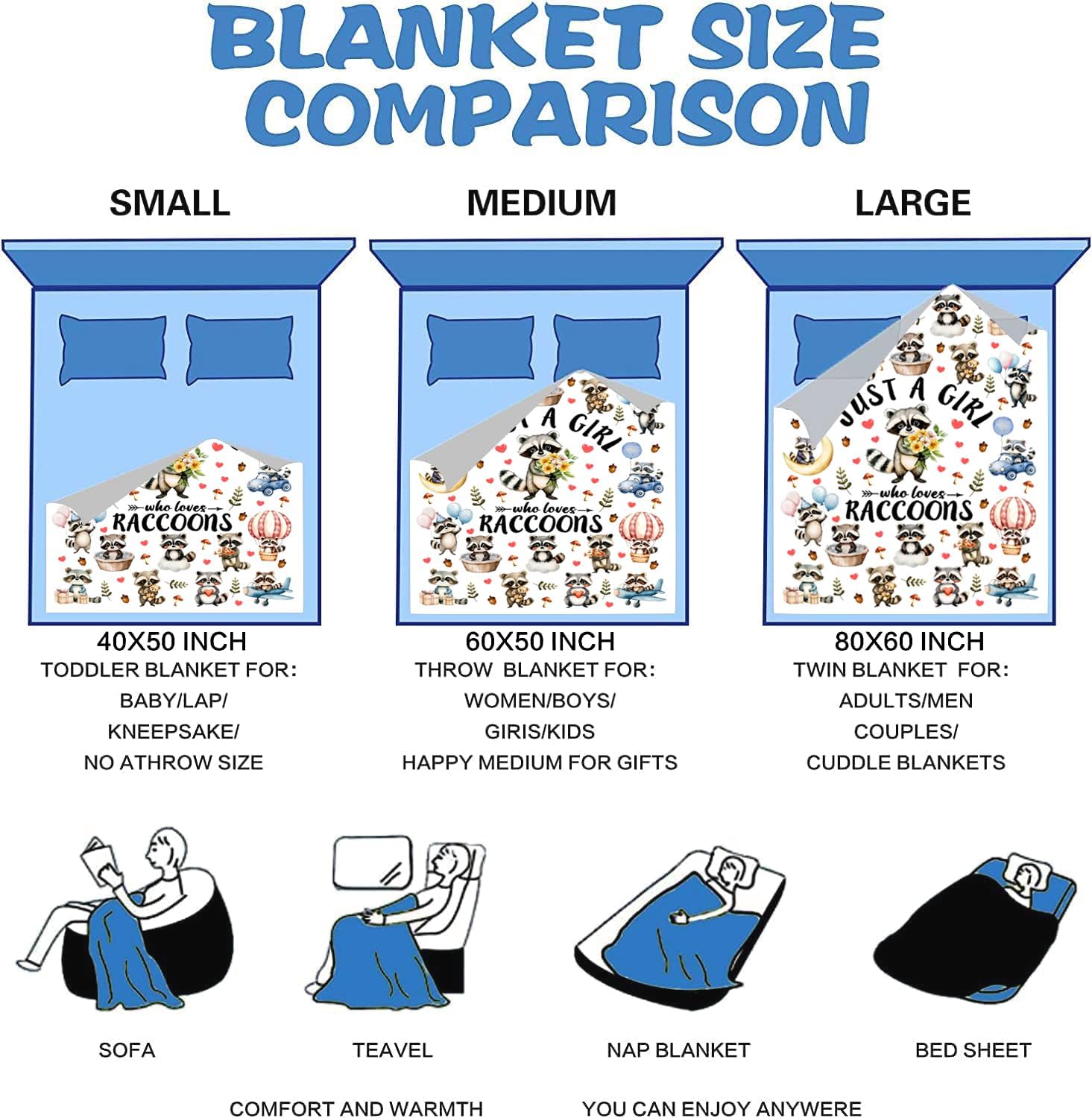 Raccoons Blankets for Girls Plush Just A Girl Who Loves Raccoons Blanket Throw Stuff Cozy Fleece Flannel Bedding Gifts for Girls Kids Animal Lovers Boys Women Adults Birthday Party Decorations 60"X50" - Image 7