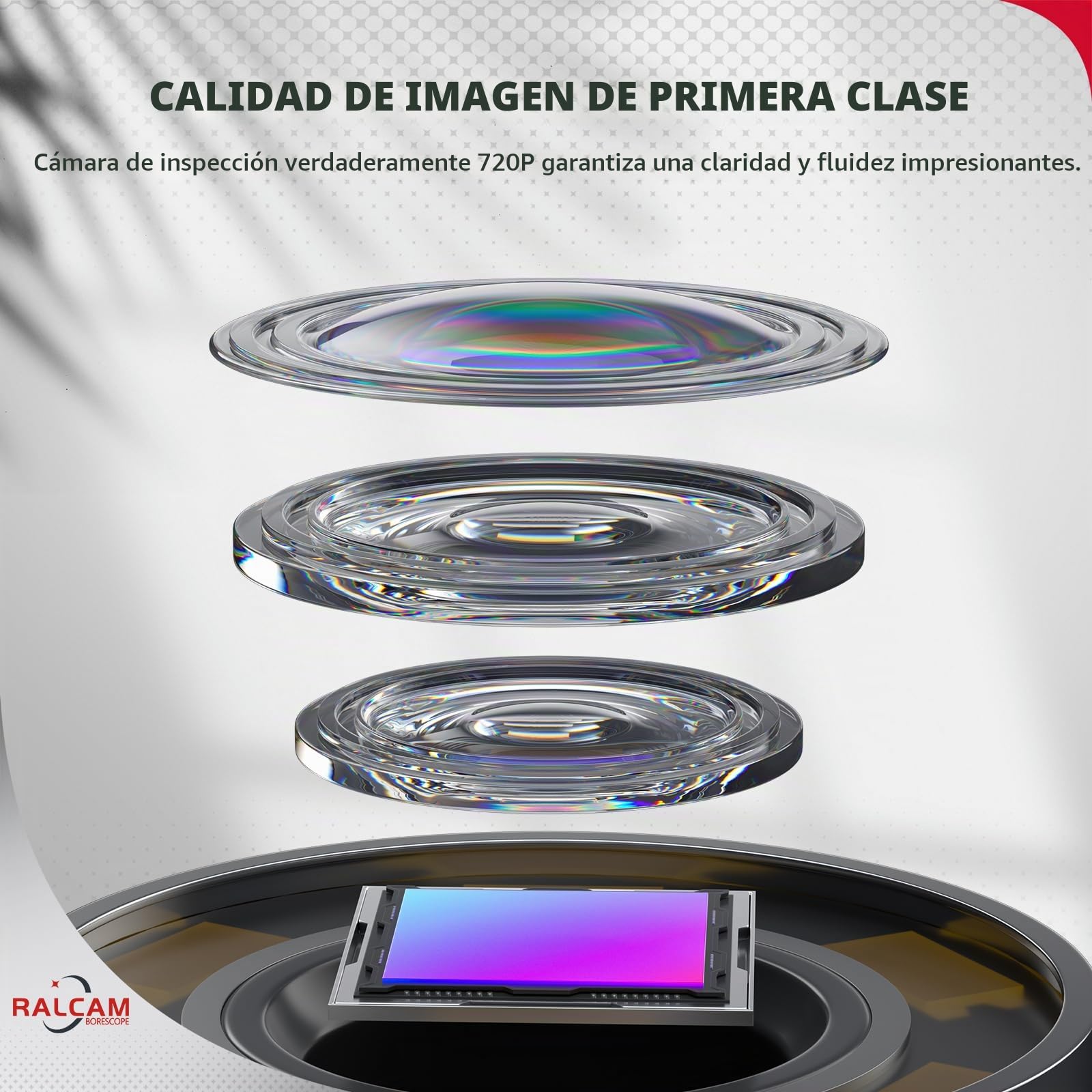 Ralcam Endoscopio Industrial Cámara Endoscopica - Endoscopio para Móvil 8.5mm 1080P HD Cámara Inspección con 8 Luces LED Ajustables Boroscopio 2m Cable Semirrígido para Teléfono Android iOS (Cable 2m)