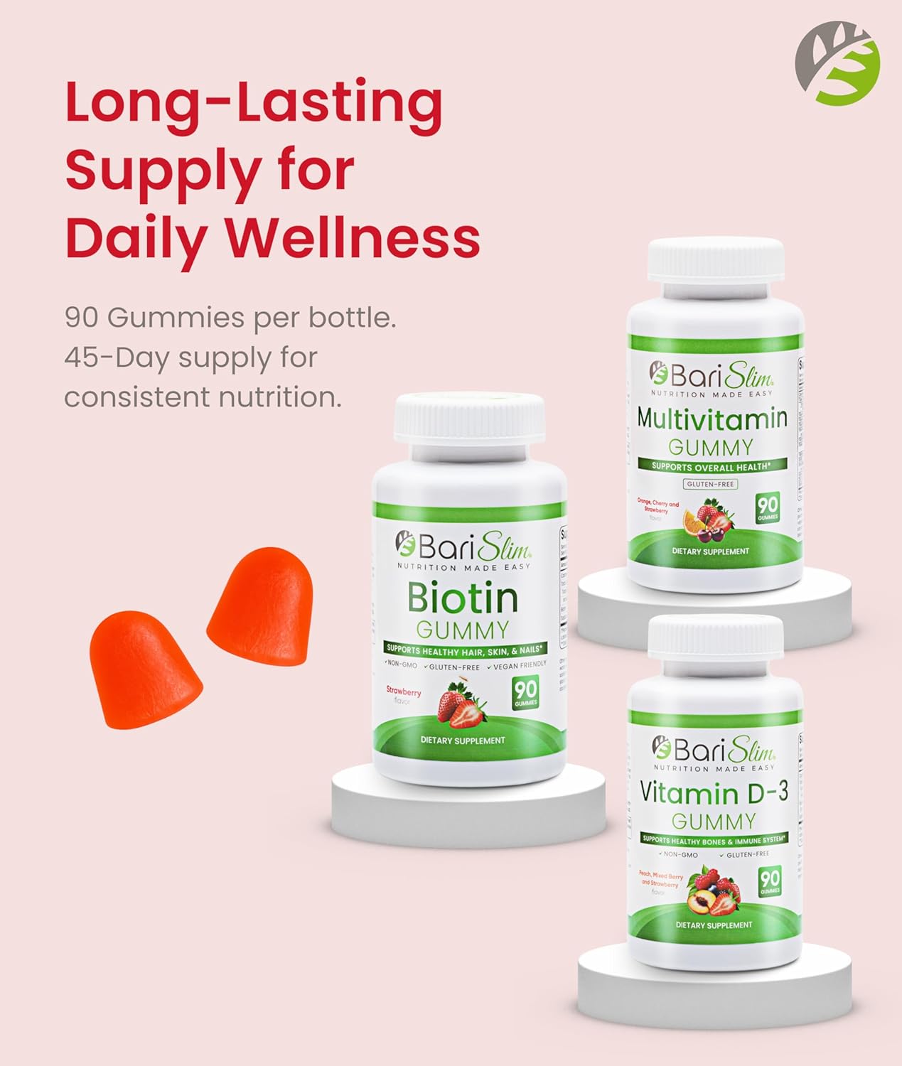 BariSlim Bariatric Multivitamin Gummies - Specially Formulated Gummy Vitamin for Patients After Weight Loss Surgery - Easy to Digest & Great Tasting Fruit Flavors | Pack of 3 | 90 Fruit Chews - Image 5