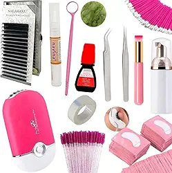 ArtCollorir - Kit Alongamento Completo Extensão de Cílios Iniciante Fio a Fio - Rosa