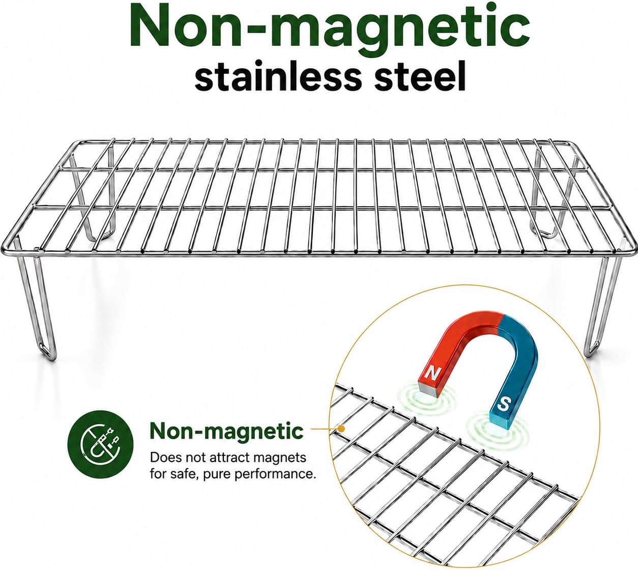 GRISUN Grill Warming Rack for Green Mountain Daniel Boone Pellet Grill, Stainless Steel Upper Rack, Heavy-Duty Grill Rack Accessories, Replacement for GMG-6008, Silver