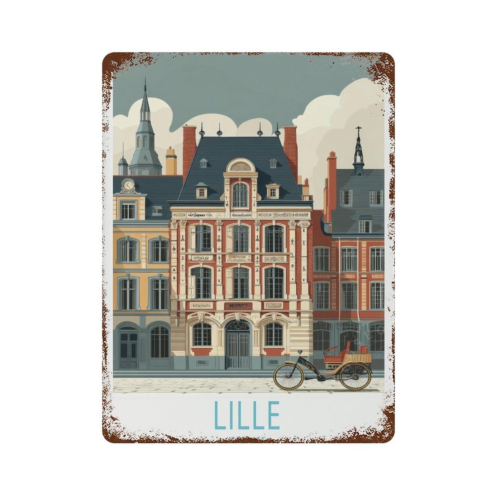xiaoxiaoshen Lille France Travel Gifts, Birthday Custom (2) Wall Decor Art Metal Tin Poster Modern Home Decor Art Home Bar Shop Decorations Vintage Sign 40x30cm