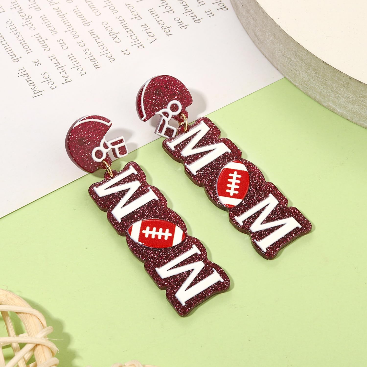 Game Day Earrings for Women Football Mom Accessories Football Helmet Earrings Sport Drop Dangle Earrings Game Day Outfits Accessories Party Favor Gifts - Image 5