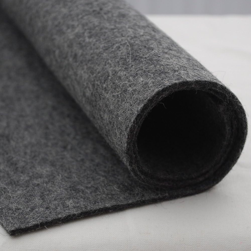 100% Wool Felt Fabric - 3mm Thick - 90cm Wide x 0.5 Metre Long (Mottled Dark Grey)