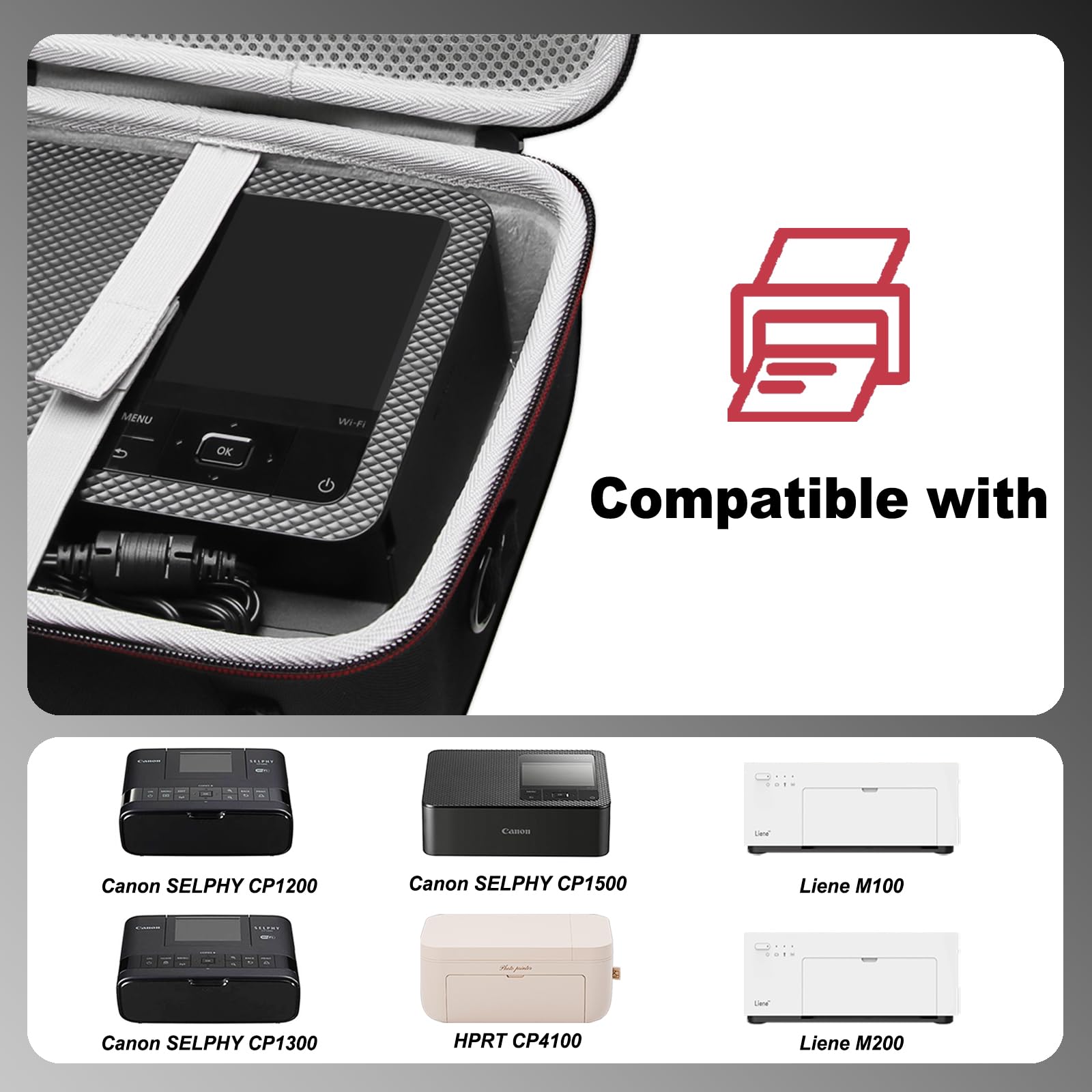 Étui Rigide En EVA Résistant Aux Chocs Avec Dragonne Pour Imprimante Photo Selphy CP1500 CP1300 CP1200 //encre Couleur/papier