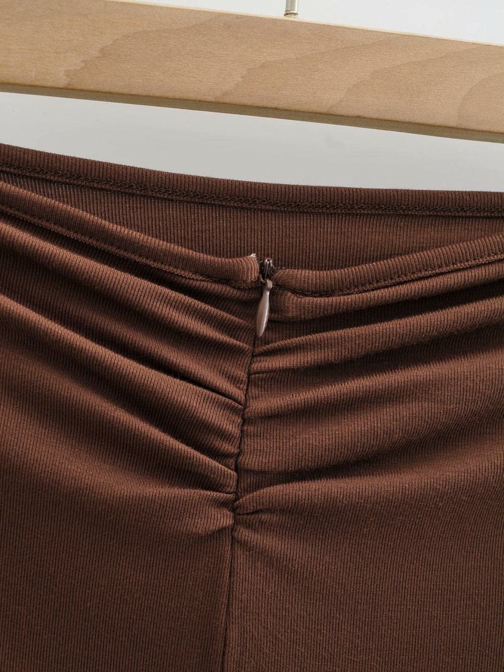 Röcke,Damen Maxirock Braun Kordelzug Bodycon Schlitzrock Mode Reißverschluss A-Linie Geraffte Volltonfarbe Lässige Hüften Umwickelte Lange Röcke Für Mädchen Damen,M