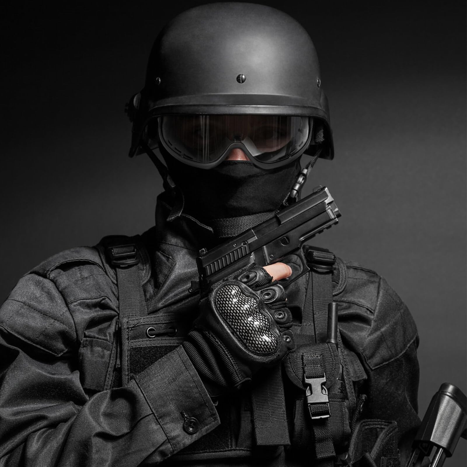 Qavctw Tactical Helmet Airsoft Military Safety Goggles with Anti-Fog Lens For Hunting Shooting Paintball Cycling Black - Image 3