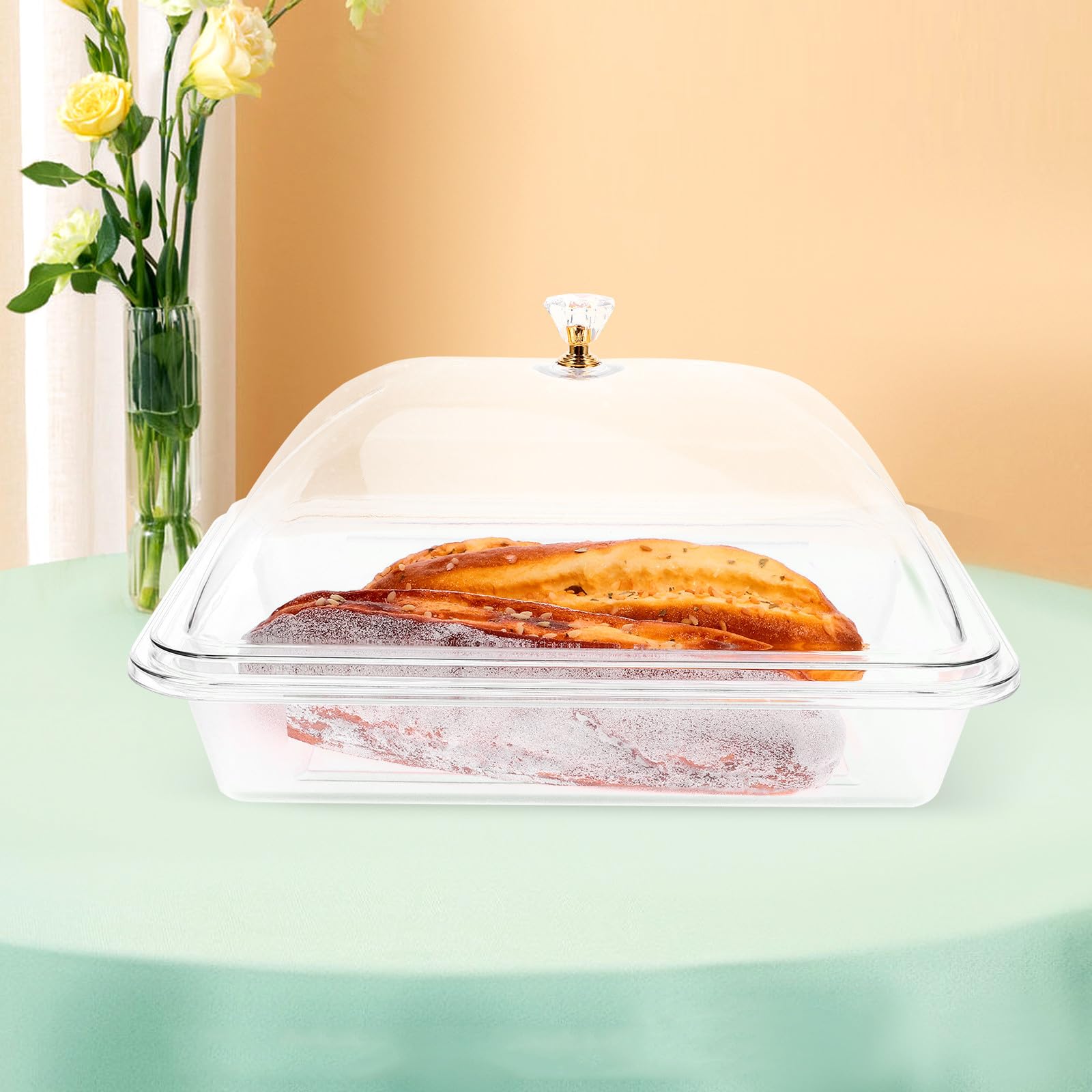 HEALLILY Porta Torta Guzzini in Acrilico Trasparente Coperchio, Vassoio da Portata Multifunzione Facile da Pulire per Casa e Hotel