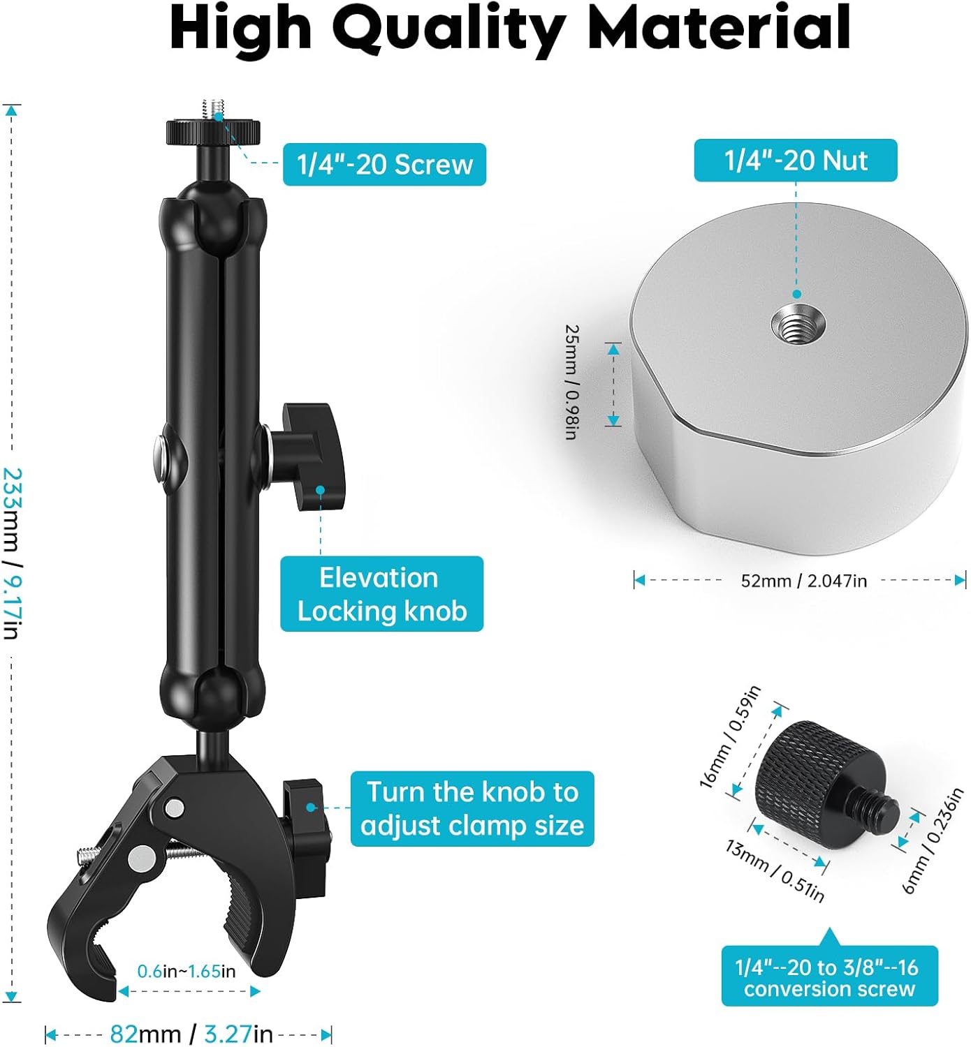 2025 Starlink Mini Clamp Mount Kit – Adjustable Aluminum Bracket for Pipe, RV, Roof Rack, Balcony+Starlink Mini Roof Mount Premium Heavy Duty Starlink Internet Kit