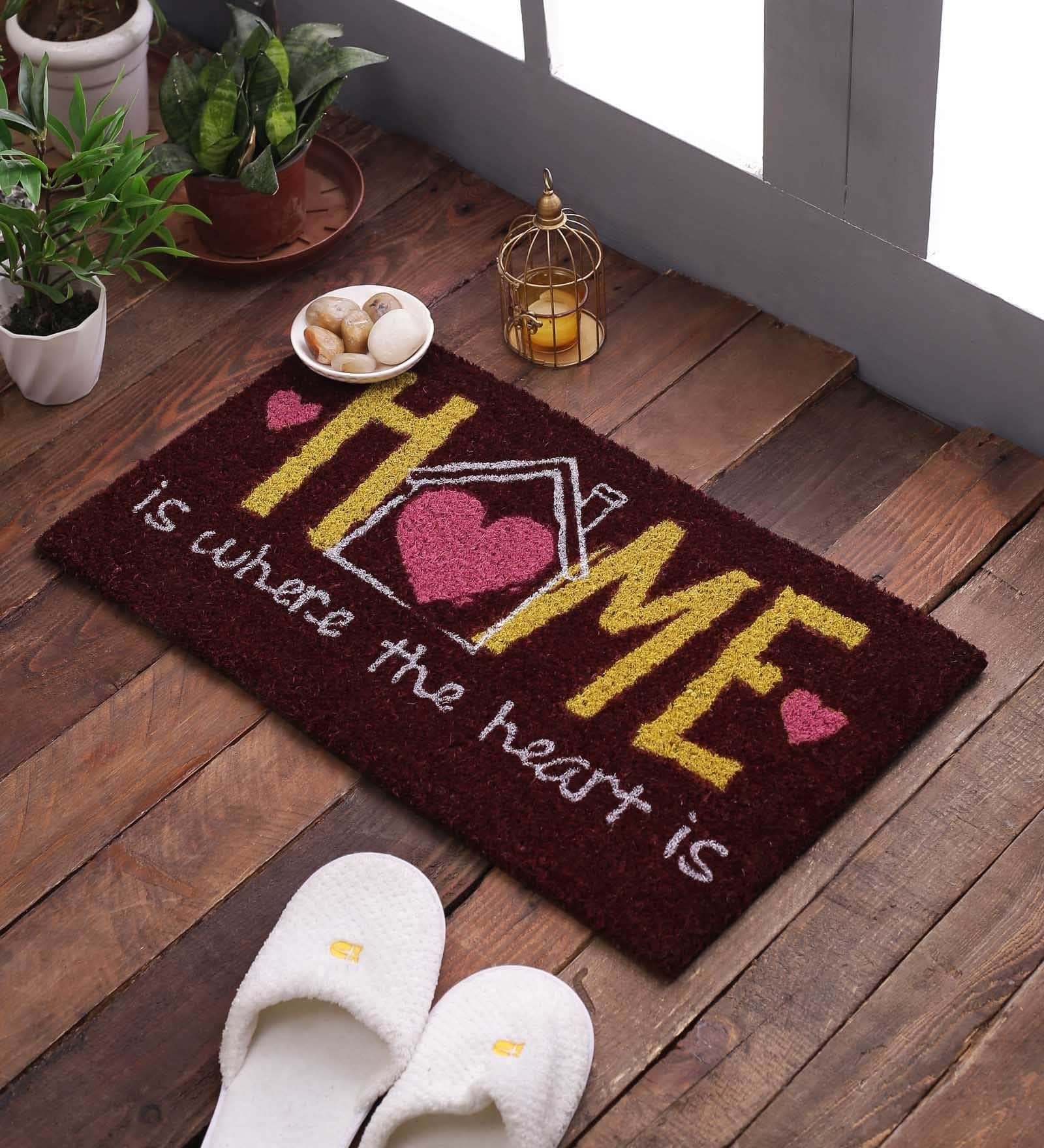 SWHF Doormat Mat for Front Door Entrance, Entryway Doormat with Non-Slip PVC Backing for Outdoor and Indoor Use, 14 x 24 Inch Coir Door Mats for Front Porch- Home is Where The Heart is (B0719FKPHX) Amazon Price History, Amazon Price Tracker