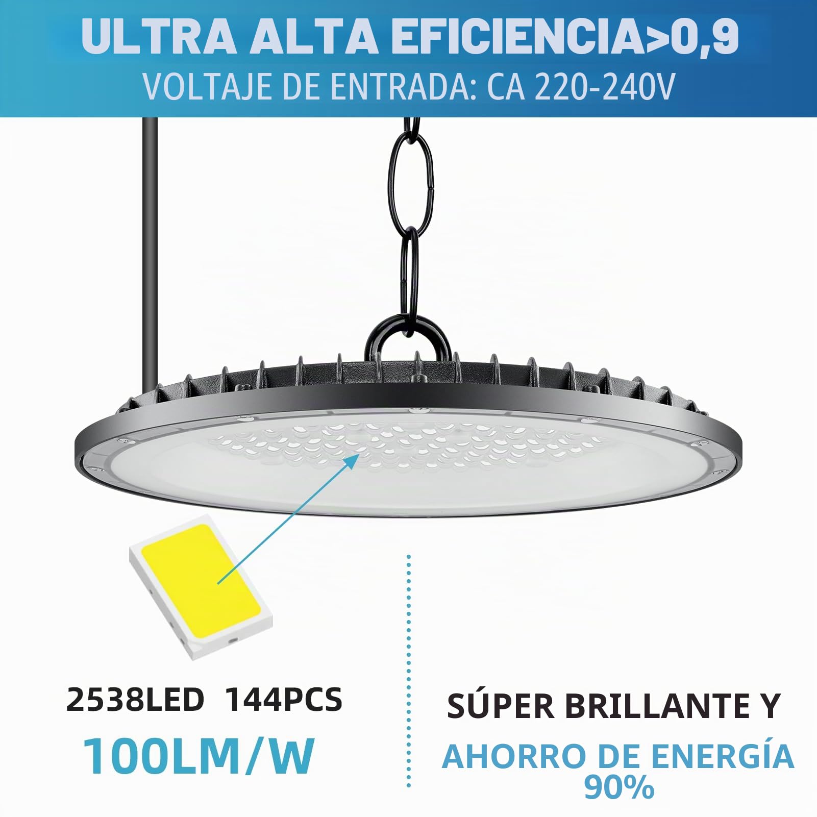 200W 4 Pieza UFO LED Lámpara de Alta Bahía,6500K Blanco Frío Focos LED Interior Techo,20000LM Iluminación de Almacén,IP65 Impermeable Lampara Industrial,Naves Industriales para Garaje Fábrica Taller