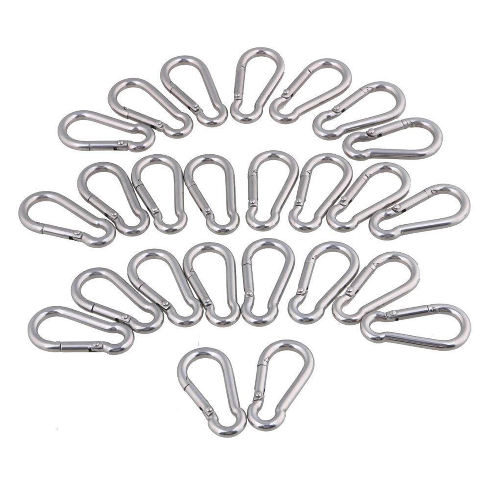 Mosquetones Pequeños 25 uds 10 Uds 5 uds 304 Acero Inoxidable M4 M5 M6 mosquetón de Resorte Multifuncional Gancho de Anillo de Bloqueo de Enlace rápido(25Pcs M5)