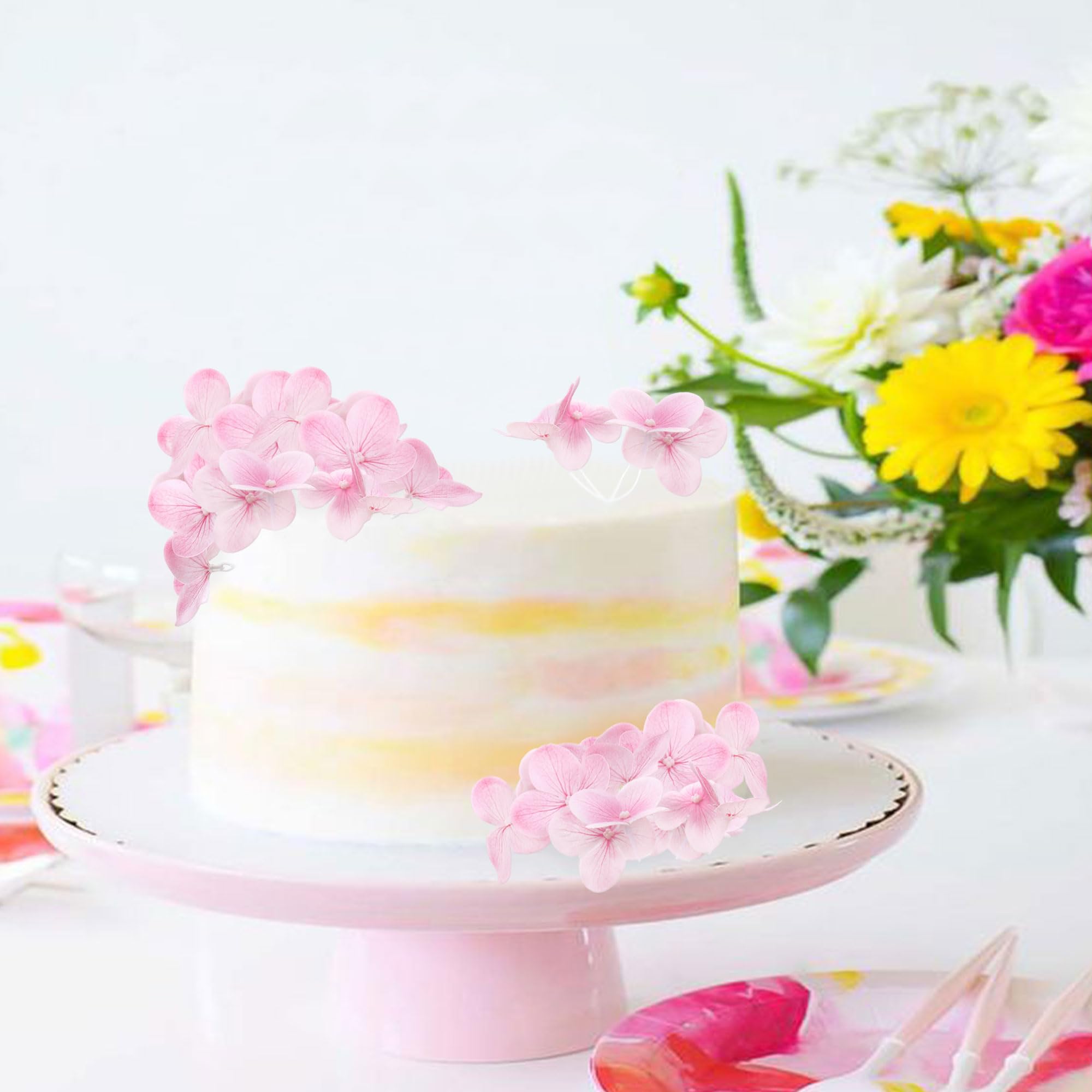 10PCS Flower Cupcake Toppers Artificial Flower Theme Cupcake Picks Spring Wedding Bridal Baby Shower Kids Boys Girls Birthday Party Cake Decoration Supplies pink2