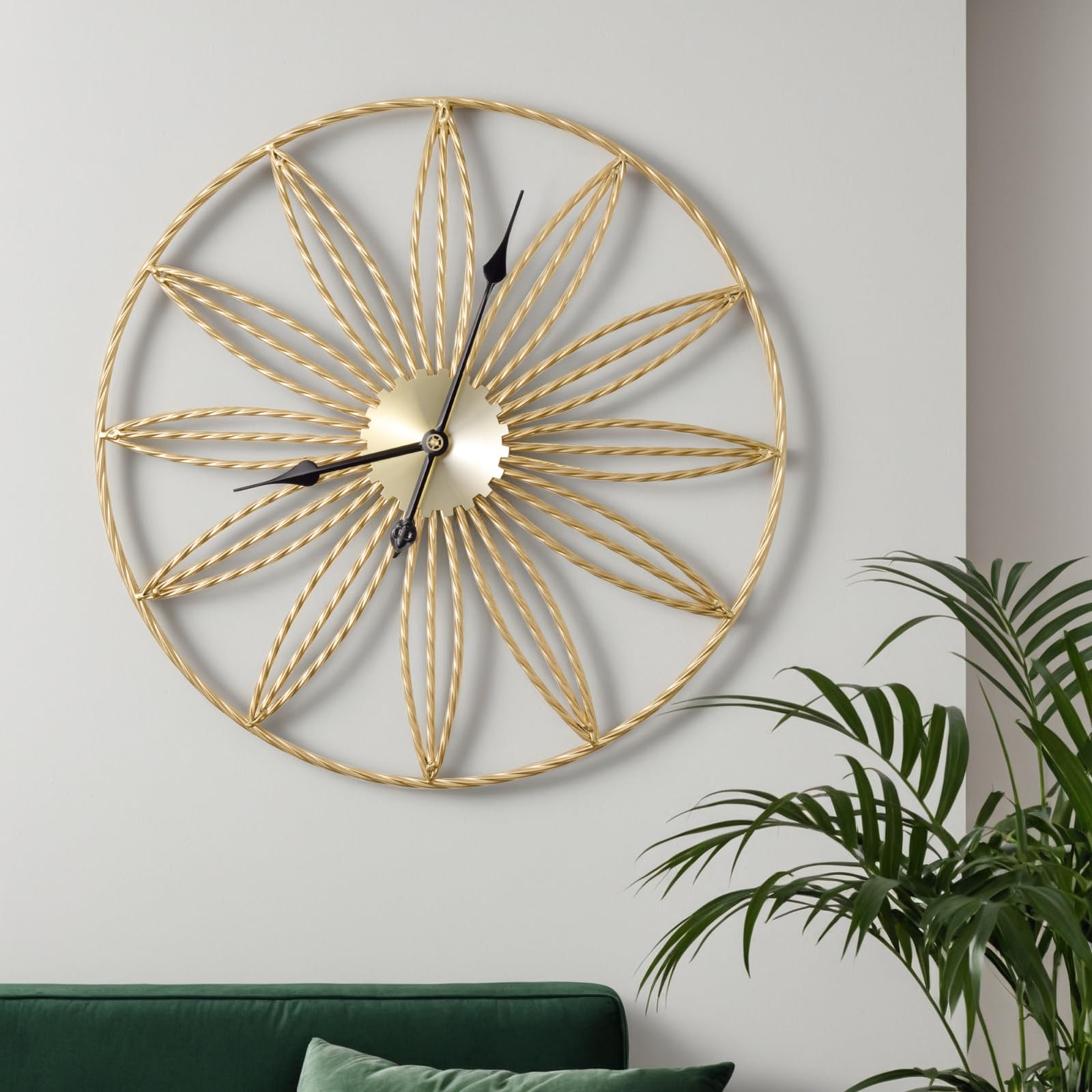 Yumyolk Reloj de Pared analógico Universal Grande 60 cm Moderno Silencioso Dorado