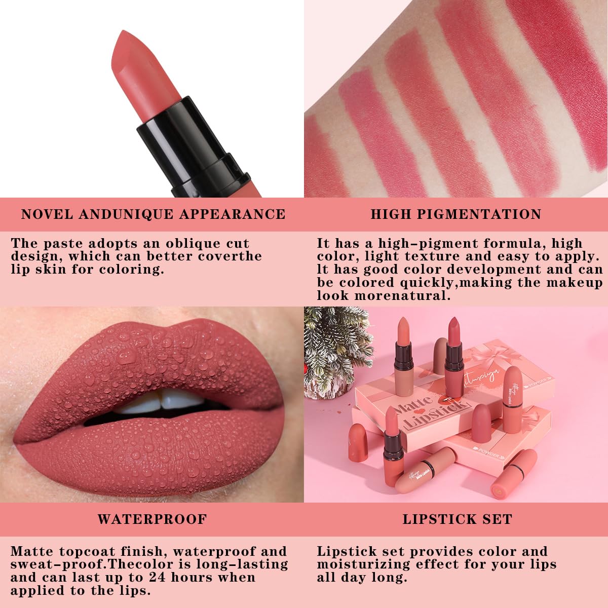 Amazon.com : Katiluxiya 6Pcs Red Velvet Matte Lipstick Set, High