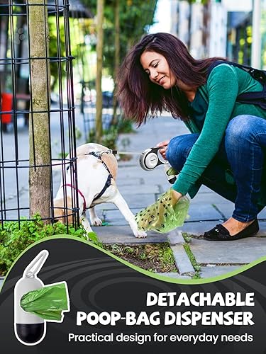 Miniatura 7 de Correa retráctil para perro con linterna LED, correa para perro 3 en 1 retráctil para perros pequeños y medianos de hasta 66 libras, 16 pies, mango