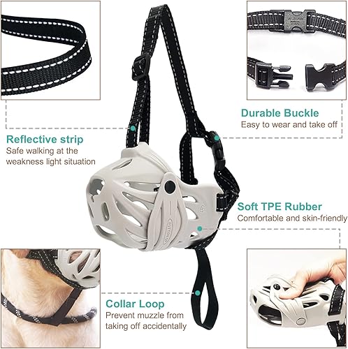 Miniatura 5 de Petyouyou - Bozal para perro grande para dejar de morder la boca, hornear, comer rocas para cachorros de tamaño mediano, extrapequeño, raza pastor