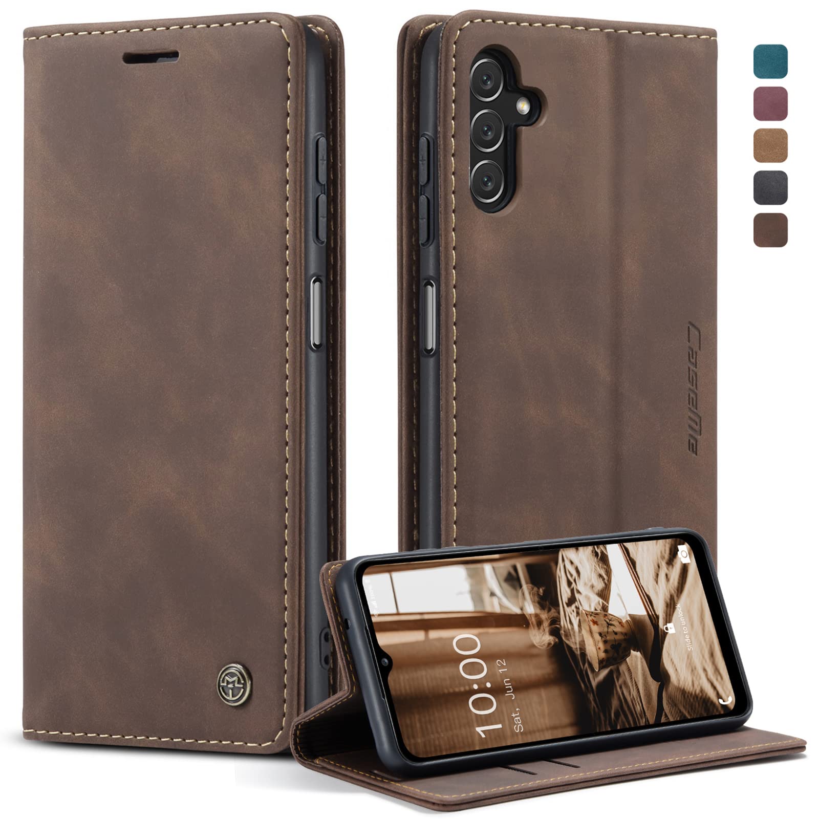 Cracedily for Samsung Galaxy A14 4G/5G Case, Flip Wallet Leather Case with Card Holder Magnetic Closure Shockproof Kickstand Protective Phone Cases Cover for Galaxy A14 Phone Cover,Coffee