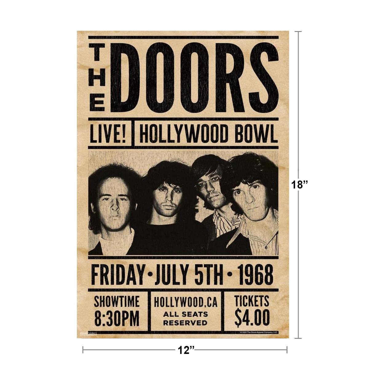 THE DOORS 1968 HOLLYWOOD BOWL 20周年記念ポスター The Doors Live at Hollywood Bowl Jim Morrison banda de música rock
