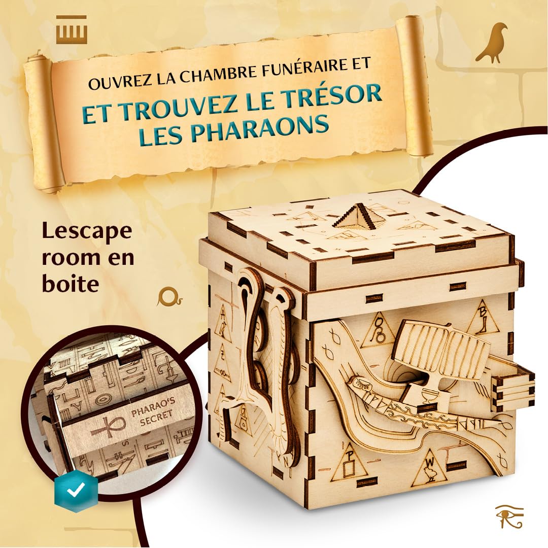 INSCAPE Pharaoh´s Secret Boîte - Escape Room in A Box - Puzzles d'esprit pour Adultes - Compartiments cachés - Boîte en Bois - Gadget