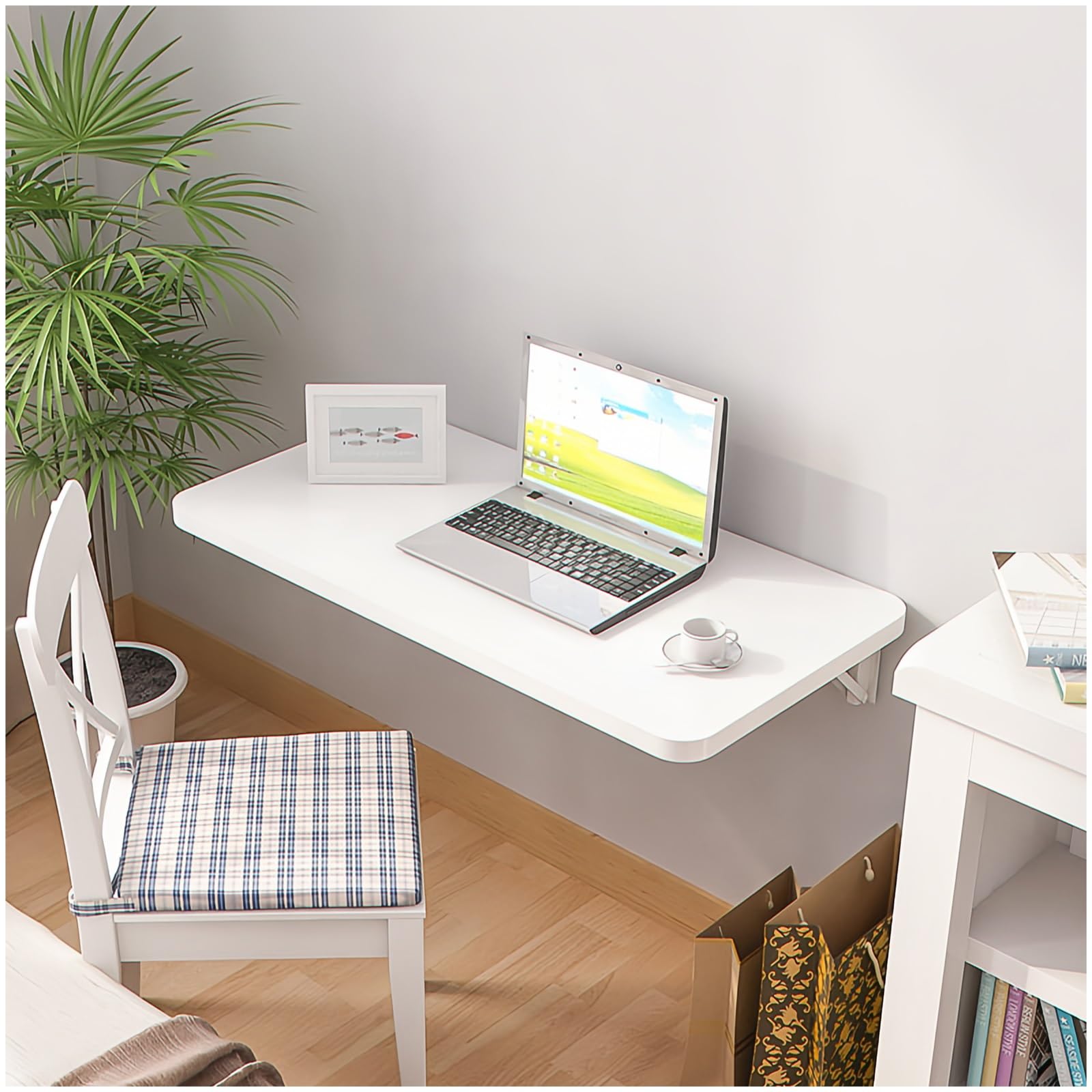 Table à linge pliable avec supports et bureau mural rabattable pour ordinateur