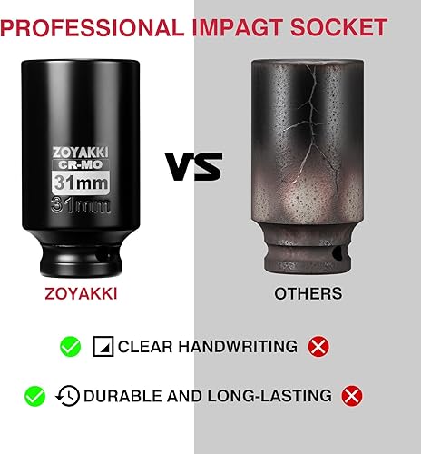 Miniatura 231 de Enchufe de impacto de 6 PT de 1/2" x 0.827 in de profundidad, CR-MO, 1/2 pulgada de accionamiento de 6 puntos para una fácil extracción